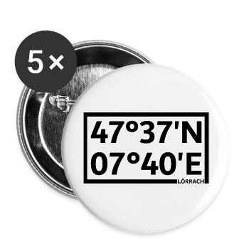 Lörrach Koordinaten - Buttons groß 56 mm (5er Pack) - Weiß - Vorne