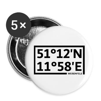 Weißenfels Koordinaten - Buttons groß 56 mm (5er Pack) - Weiß - Vorne