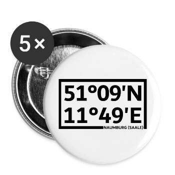 Naumburg (Saale) Koordinaten - Buttons groß 56 mm (5er Pack) - Weiß - Vorne