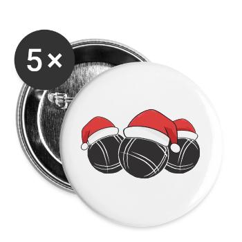 Boule Santa Tenue de pétanque pour Bouler pour boules - Lot de 5 grands badges (56 mm) - blanc - Devant