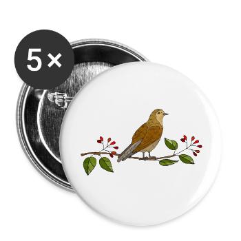 Vogel - Buttons groß 56 mm (5er Pack) - Weiß - Vorne