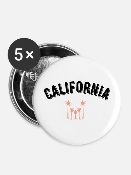 Kalifornien - Buttons groß 56 mm (5er Pack) - Weiß