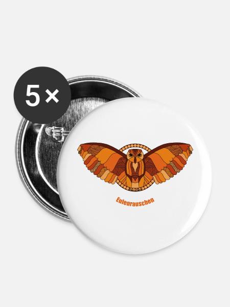 Eulenrauschen - Buttons groß 56 mm (5er Pack) - Weiß