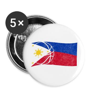 Philippines Filipino Flag Basketball I Cadeau - Lot de 5 grands badges (56 mm) - blanc - Devant