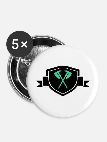 Äxte Wappen - Buttons groß 56 mm (5er Pack) - Weiß