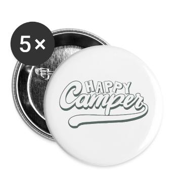 Campingspruch Happy Camper - Buttons groß 56 mm (5er Pack) - Weiß - Vorne