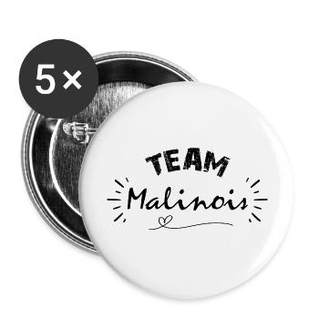 Team Malinois, idée cadeau pour amis des chiens - Lot de 5 grands badges (56 mm) - blanc - Devant