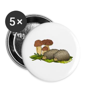 Igel - Buttons groß 56 mm (5er Pack) - Weiß - Vorne