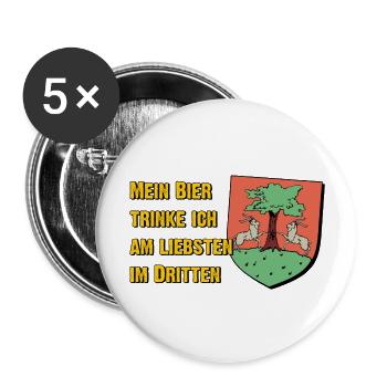 mein Bier trinke ich am liebsten im Dritten - Buttons groß 56 mm (5er Pack) - Weiß - Vorne