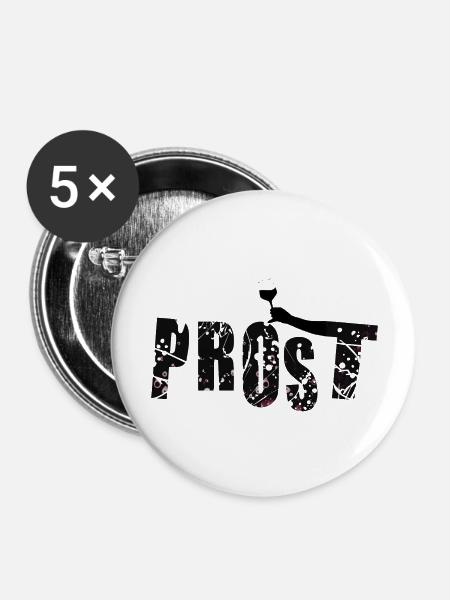 Prost - Buttons groß 56 mm (5er Pack) - Weiß