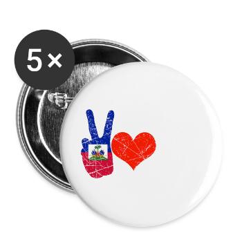 Haiti Haitianer Stolz Flagge Flaggentag I Geschenk - Buttons groß 56 mm (5er Pack) - Weiß - Vorne