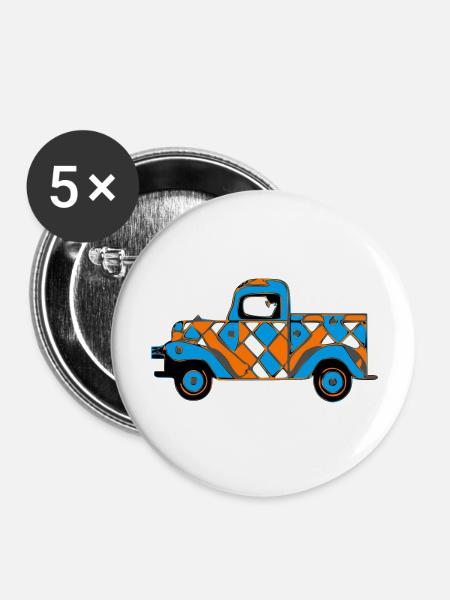 Der Oldtimer - Buttons groß 56 mm (5er Pack) - Weiß