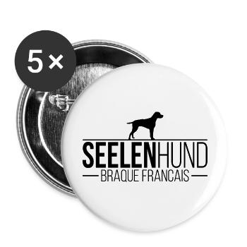 Braque Francais Seelenhund Hundespruch Wilsigns - Buttons groß 56 mm (5er Pack) - Weiß - Vorne