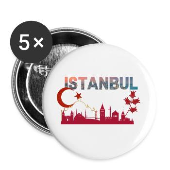 Istanbuler Skyline-Silhouette - Buttons groß 56 mm (5er Pack) - Weiß - Vorne