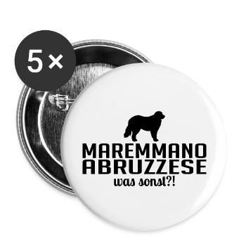Maremmano Abruzzese was sonst Hundespruch - Buttons groß 56 mm (5er Pack) - Weiß - Vorne