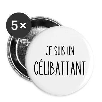 je suis un célibattant - Lot de 5 grands badges (56 mm) - blanc - Devant