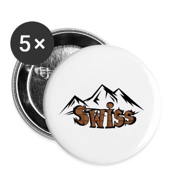 Schweizer Bergschokolade - Buttons groß 56 mm (5er Pack) - Weiß - Vorne