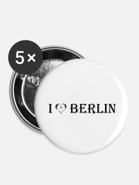 I love Berlin - Buttons large 2.2''/56 mm (5-pack) - white