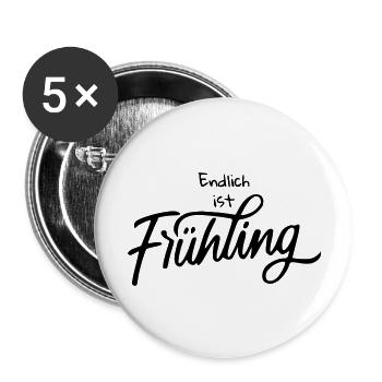 Endlich ist Frühling - Buttons groß 56 mm (5er Pack) - Weiß - Vorne