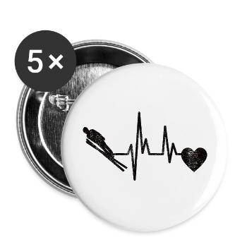 Skispringer Skifliegen Ski Wintersport Skisprung - Buttons groß 56 mm (5er Pack) - Weiß - Vorne
