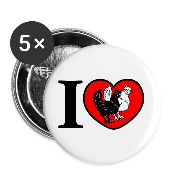Heart chickens love - Buttons large 2.2''/56 mm (5-pack) - white - Front