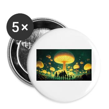 Mushrooms city - Buttons large 2.2''/56 mm (5-pack) - white - Front