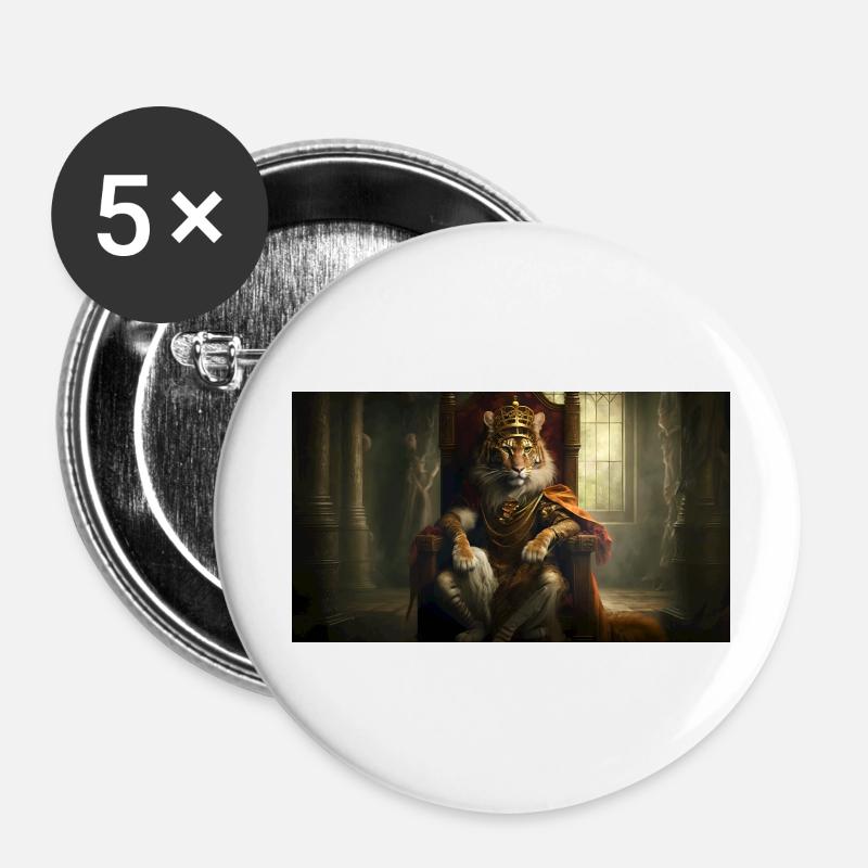 Tiger sitting on a throne, Generative AI - Buttons large 2.2''/56 mm (5-pack) - white