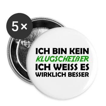 Bin kein klugscheißer - Buttons groß 56 mm (5er Pack) - Weiß - Vorne