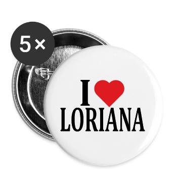 t-shirt J’adore Loriana idée cadeau t-shirt - Lot de 5 grands badges (56 mm) - blanc - Devant