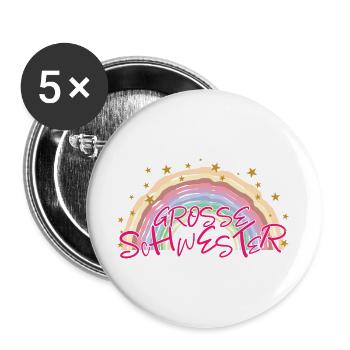 Grosse Schwester Familie Geburt - Buttons groß 56 mm (5er Pack) - Weiß - Vorne