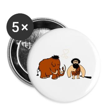 Mammouth Caveman Love - Lot de 5 grands badges (56 mm) - blanc - Devant