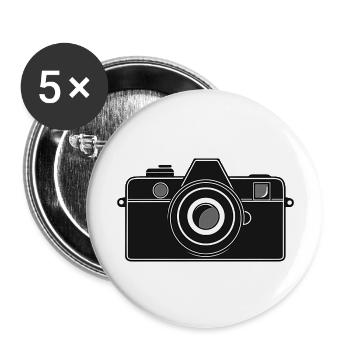 Appareil photo, Appareil photo vintage, , Ancien appareil photo, Ancien - Lot de 5 grands badges (56 mm) - blanc - Devant