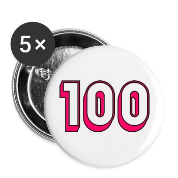 100. 100 JAHRE. 100-jähriges Jubiläum. GEBURTSTAG 100 - Buttons groß 56 mm (5er Pack) - Weiß - Vorne