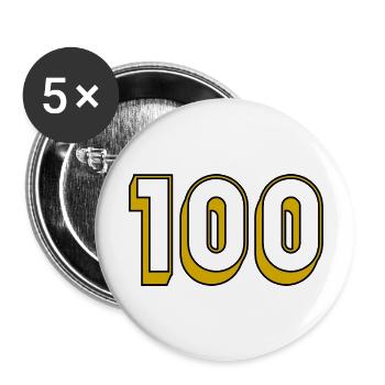 100. 100 JAHRE. 100-jähriges Jubiläum. JAHRESTAG - Buttons groß 56 mm (5er Pack) - Weiß - Vorne