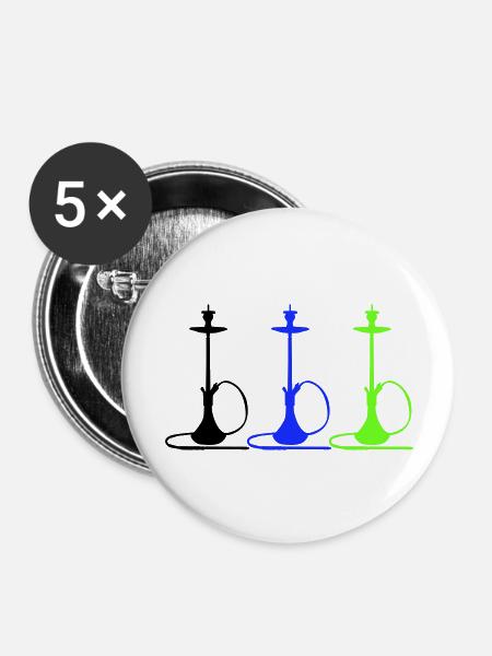 Wasserpfeife - Buttons groß 56 mm (5er Pack) - Weiß