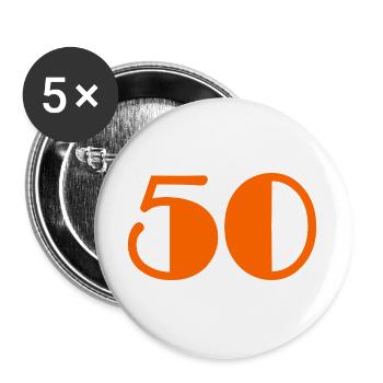 50 ANS. 50e ANNIVERSAIRE. ANNIVERSAIRE 50 ANS. 50 - Lot de 5 grands badges (56 mm) - blanc - Devant
