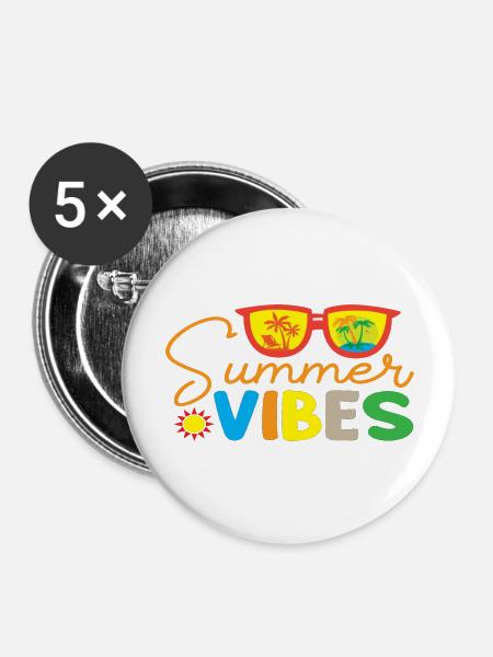 Summer Vibes - Buttons groß 56 mm (5er Pack) - Weiß
