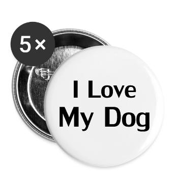 Dog Hund - Buttons groß 56 mm (5er Pack) - Weiß - Vorne