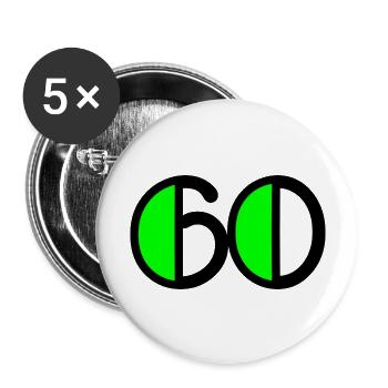 60 YEARS. 60TH ANNIVERSARY. BIRTHDAY 60 YEARS. 60 - Buttons large 2.2''/56 mm (5-pack) - white - Front