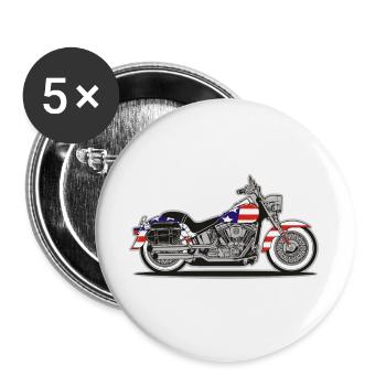 Moto Patriot américaine avec drapeau - Lot de 5 grands badges (56 mm) - blanc - Devant