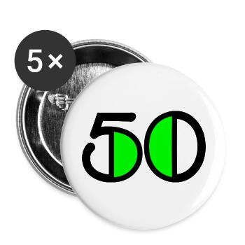 50 YEARS. 50th ANNIVERSARY. BIRTHDAY 50 YEARS. 50 - Buttons large 2.2''/56 mm (5-pack) - white - Front