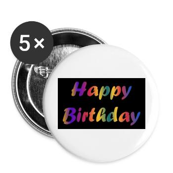 GEFELICITEERD. GEFELICITEERD. VERJAARDAG. - Buttons groot 56 mm (5-pack) - wit - Voor