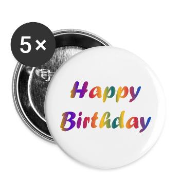 JAHRESTAG. ALLES GUTE ZUM GEBURTSTAG!. ALLES GUTE ZUM GEBURTSTAG!. - Buttons groß 56 mm (5er Pack) - Weiß - Vorne