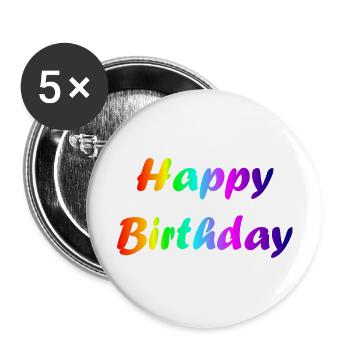 GEFELICITEERD. GEFELICITEERD. VERJAARDAG. - Buttons groot 56 mm (5-pack) - wit - Voor