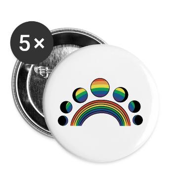 LGBT Moon Phases Moons Arcs-en-ciel - Lot de 5 grands badges (56 mm) - blanc - Devant