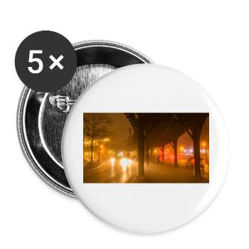 Hochbahn am nebligen Abend - Buttons groß 56 mm (5er Pack) - Weiß - Vorne