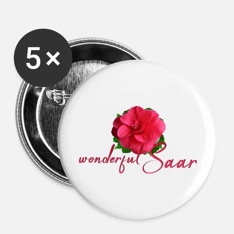Saar Geburtstag Saar - Buttons groß 56 mm (5er Pack) - Weiß