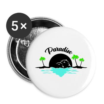 sunset delfine - Buttons groß 56 mm (5er Pack) - Weiß - Vorne