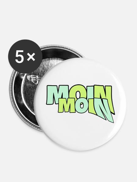 Moin Moin 19 - Buttons groß 56 mm (5er Pack) - Weiß