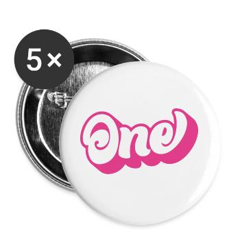 One 1st Birthday For Girls 1 Year Old - Buttons large 2.2''/56 mm (5-pack) - white - Front